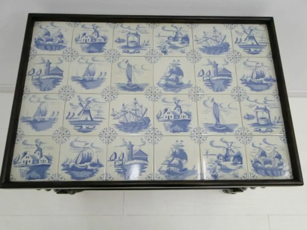 2907-Servierwagerl-Dinett-Rollbar-Servierwagen-Fliesen holländisches Motiv-Bar- 3