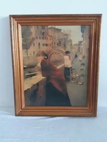 H1550-Kunstdruck-auf Leinen-Druck-Bild-Gemälde-gerahmt