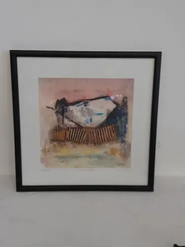 H1539-Druck-Bild-Gemälde-Abstrakt-gerahmt-hinter Glas-Passepartout