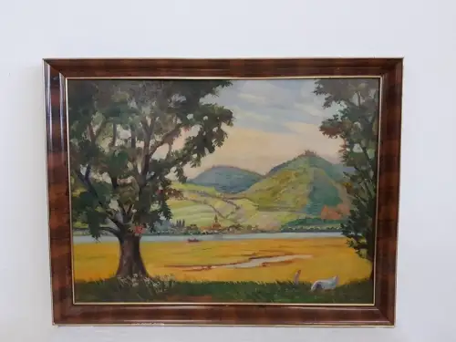 H1531-Ölbild-Öl auf Holz-Landschaftsbild-Ölgemälde-signiert-gerahmt-Bild