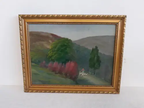 H1524-Ölgemälde-Öl auf Leinen-Ölbild-Landschaftsbild-signiert-gerahmt-datiert