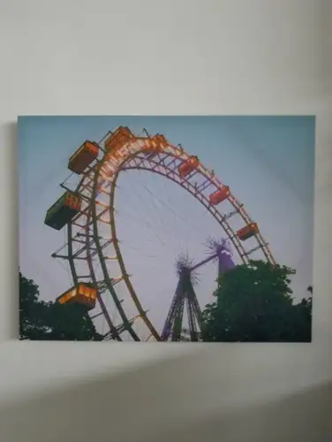 H1564-Druck-auf Leinen-Bild-Gemälde-Riesenrad-Wien