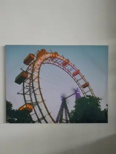 H1558-Druck-auf Leinen-Bild-Gemälde-Riesenrad-Wien
