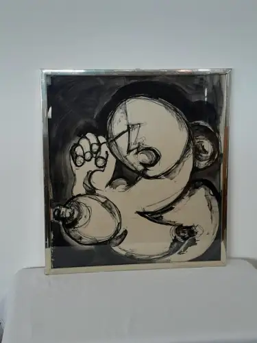 H1189-Aquarell-Zeitgenössische Kunst-Bild-Gemälde-signiert-gerahmt-hinter Glas-