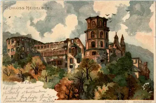 Schloss Heidelberg - Künstlerkarte C. Pfaff -37430