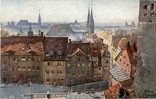 Nürnberg - Blick von der Burg - Künstler Franz Schmid -37836