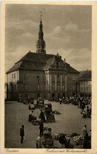 Bautzen - Rathaus mit Wochenmarkt -38152