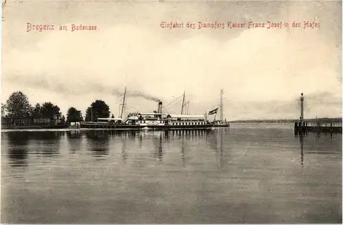 Bregenz - Einfahrt des Dampfers Kaiser Franz Josef -39002