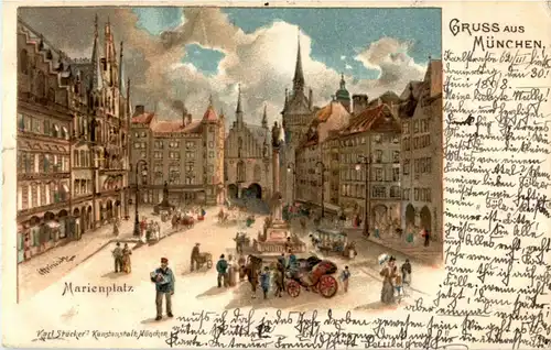 Gruss aus München - Marienplatz - Künstler Heinisch -39571