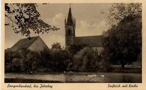 Langenlipsdorf - Krs. Jüterbog - Dorfteich mit Kirche -38204