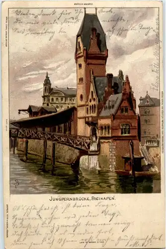 Hamburg - Jungfernbrücke und Freihafen -39530