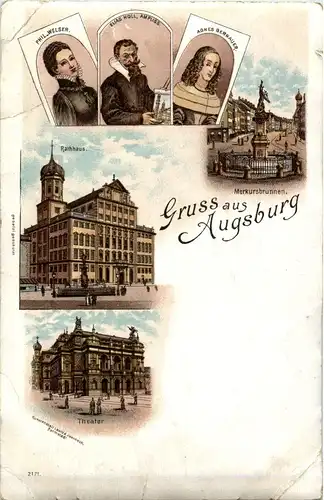 Gruss aus Augsburg - Litho -39552