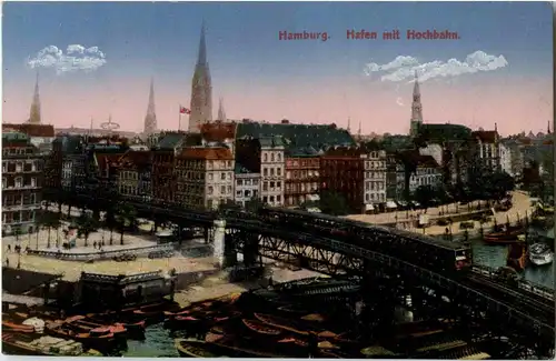 Hamburg - Hafen mit Hochbahn -40468