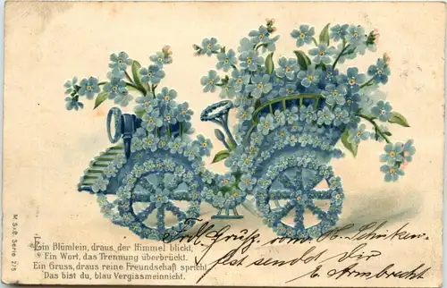 Auto mit Blumen - Prägekarte -412878