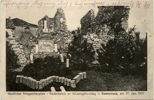 Gedenkstein am Kaisersgeburtstag in Dannevoux 1915 -412752