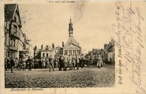 Marktplatz in Peronne - Feldpost -412694