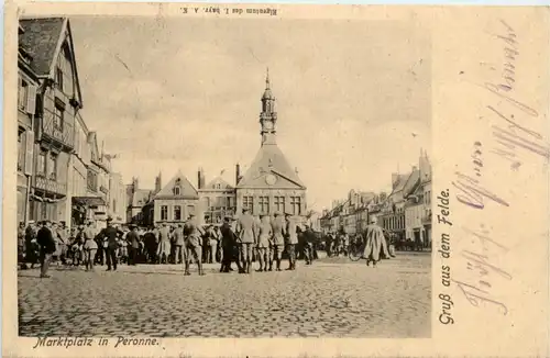 Marktplatz in Peronne - Feldpost -412718