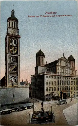 Augsburg - Rathaus und Perlachturm -41424