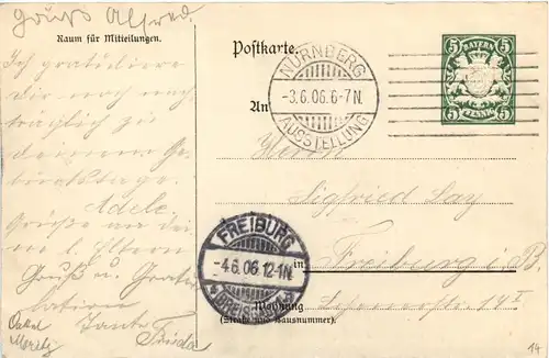 Nürnberg - Bayr. Landes Ausstellung 1906 - Ganzsache mit Sonderstempel -416008