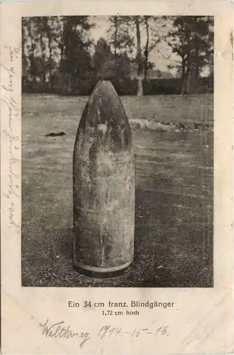 Ein 34 cm franz. Blindgänger - Feldpost -416422