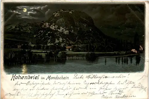 Hohentwiel im Mondschein - Litho -416528