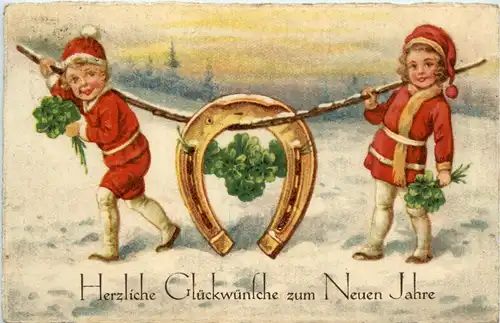 Neujahr - Kinder mit Hufeisen -419056