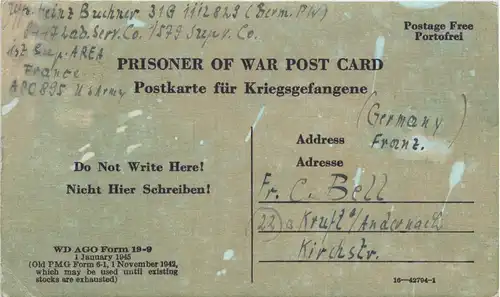 Kriegsgefangenenpost - Prisoner of War Post Card -418846