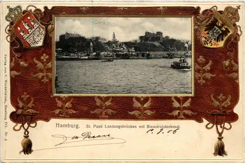 Hamburg - Litho - Prägekarte -419580