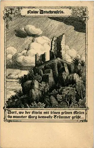 Ruine Drachenfels - Künstler W. Lenz -41916