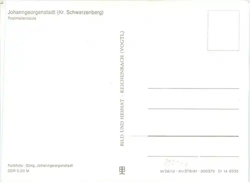 Johanngeorgenstadt - Postmeilensäule - Maximumkarte -419762