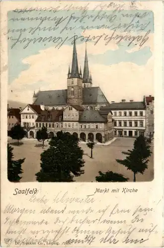 Saalfeld - Markt mit Kirche -420068