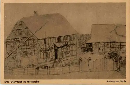 Das Pfarrhaus zu Sesenheim - Zeichnung von Goethe -42460