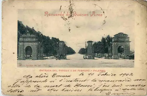 Recuerdo de Buenos Aires - Palermo - Entrada del Parque 3 de Febrero -43240