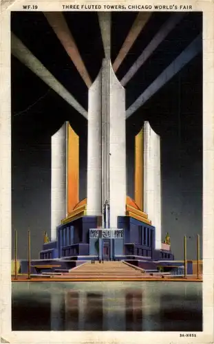 Chicago Worlds Fair - Three Fluted towers -43096