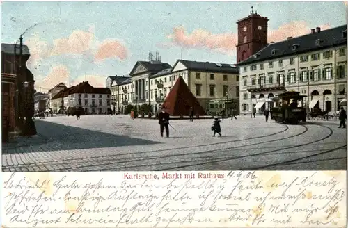 Karlsruhe - Markt mit Rathaus -43742