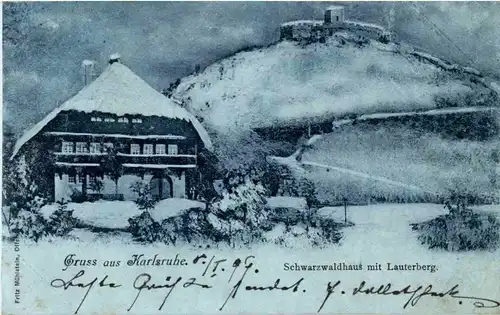 Gruss aus Karlsruhe - Schwarzwaldhaus mit Lauterberg -44596