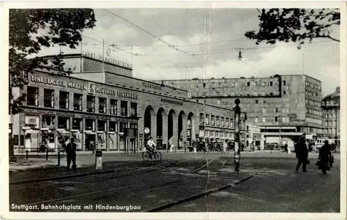 Stuttgart - Bahnhofsplatz mit Hindenburgbau -43844