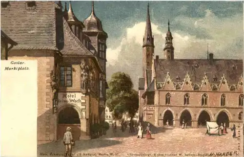 Goslar - Marktplatz - Künstler H. Harder -43884