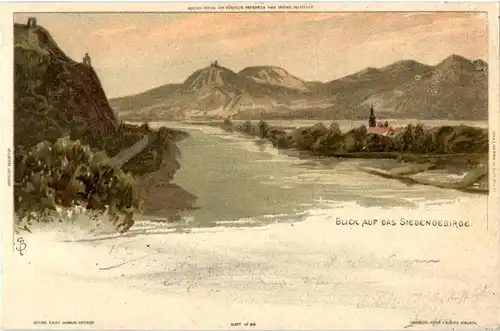 Blick auf das Siebengebirge - Litho -44162