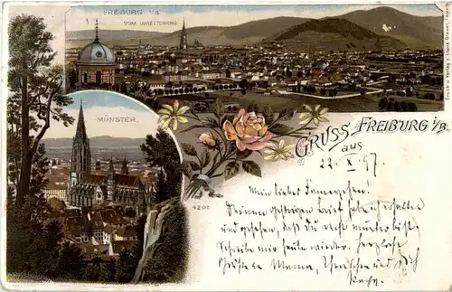 Gruss aus Freiburg - Litho -44174