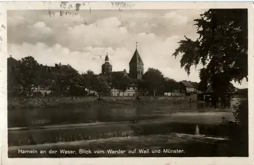 Hameln - Blick vom Werder auf Wall und Münster -44850