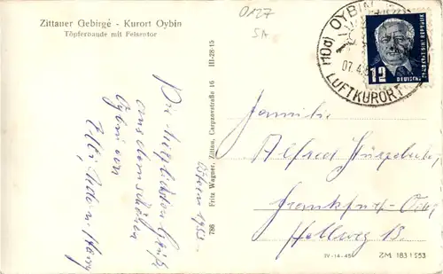 Töpferbaude mit Felsentor - Oybin -44824