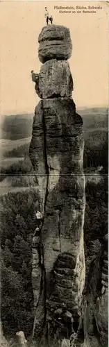 Pfaffenstein - Kletterer an der Barbarine - Klappkarte -47930