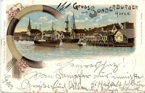 Sonderburg - Gruss vom Sonderburger Hafen - Litho -48722