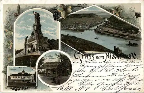 Gruss vom Niederwald Bingen - Litho -51240