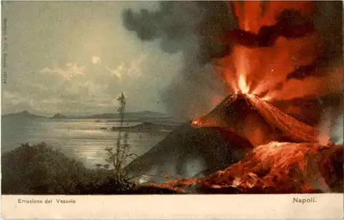 Napoli - Erruzione del Vesuvio - Litho -49890