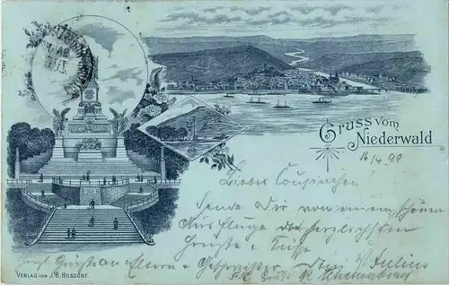 Gruss vom Niederwald Rüdesheim - Litho - Bahnpost -51238