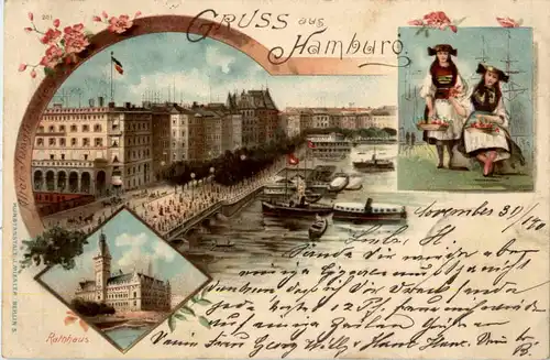 Gruss aus Hamburg - Litho -51302