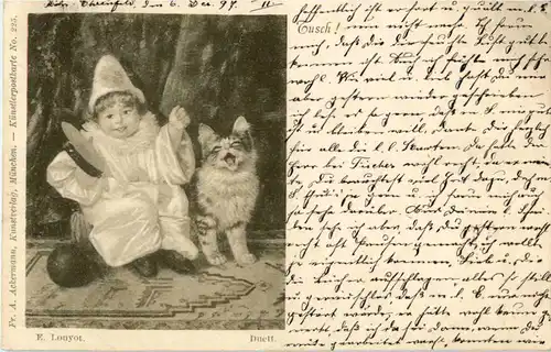 Kind mit Katze - Künstler E. Louyot - Ackermanns Kunstverlag -51910