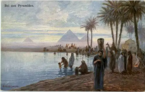Bei den Pyramiden - Künstlerkarte A. Kircher -53146